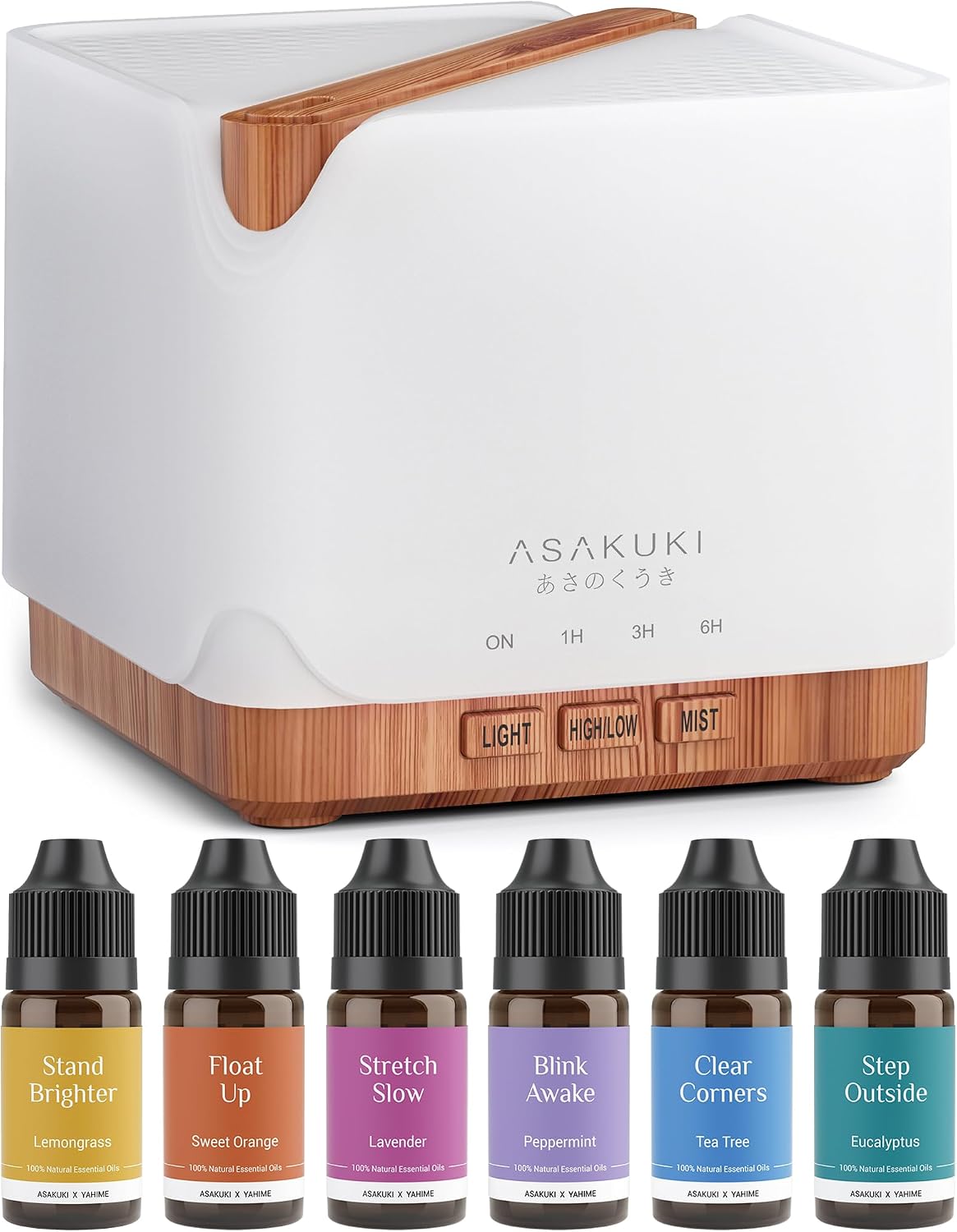 ASAKUKI - Difusor de aceites esenciales de 700 ml, ultrasónico, hum...