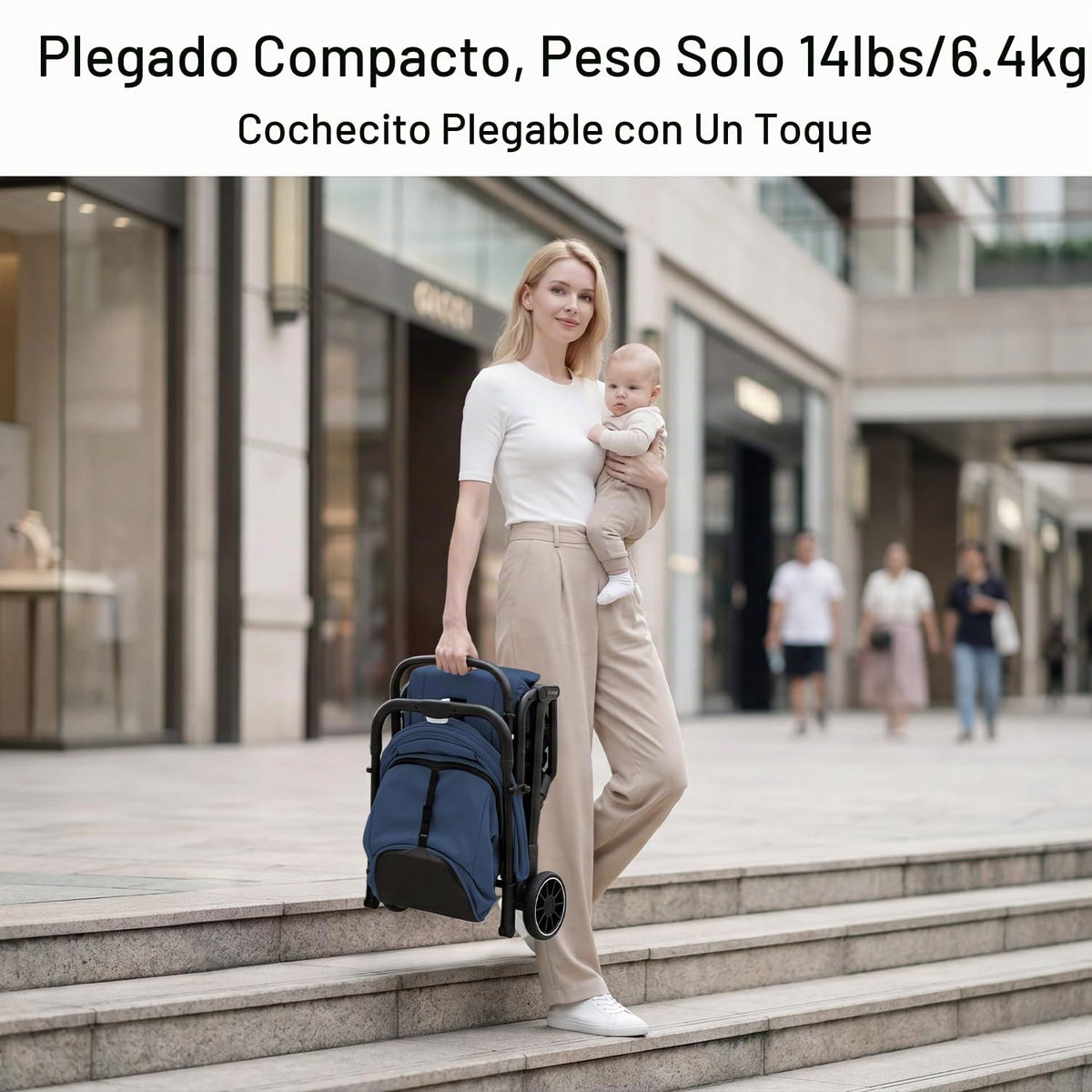 Gromast Cochecito de bebé plegable compacto, cochecito de viaje lig...