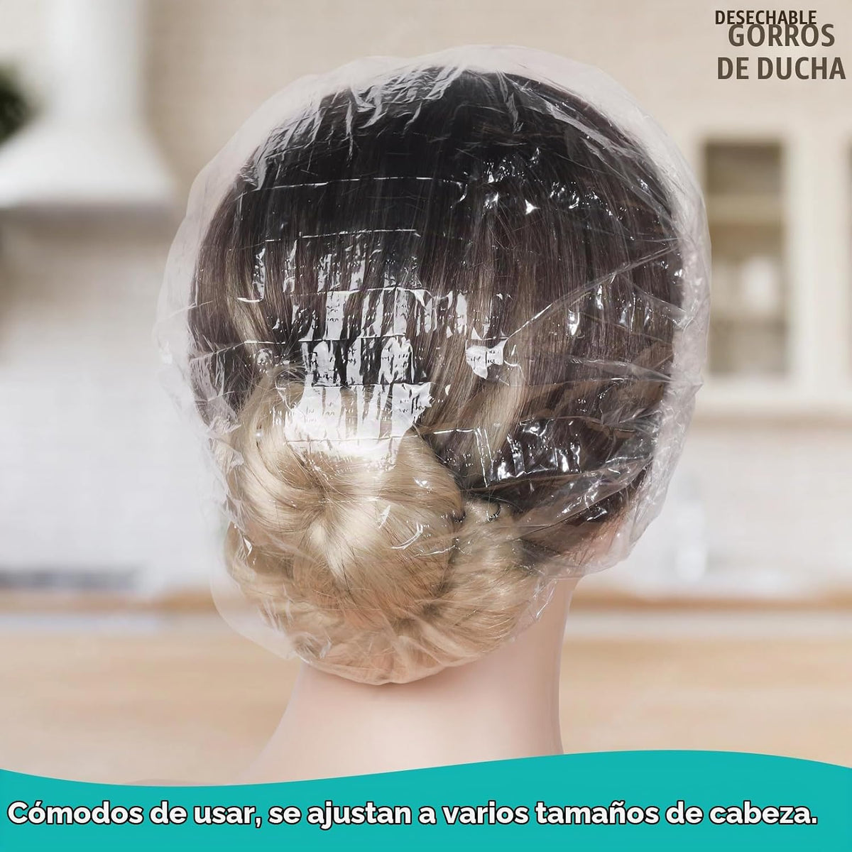 LEOBRO 100 gorros de ducha desechables, gorros de ducha para mujere...