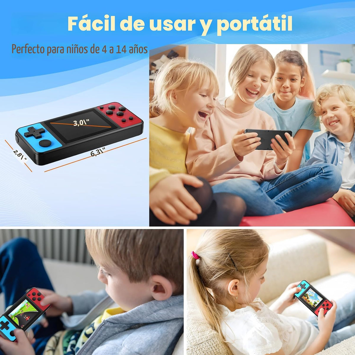 KAVOYI Juego de mano de 32 bits para niños 139 juegos 3.0 "IPS...