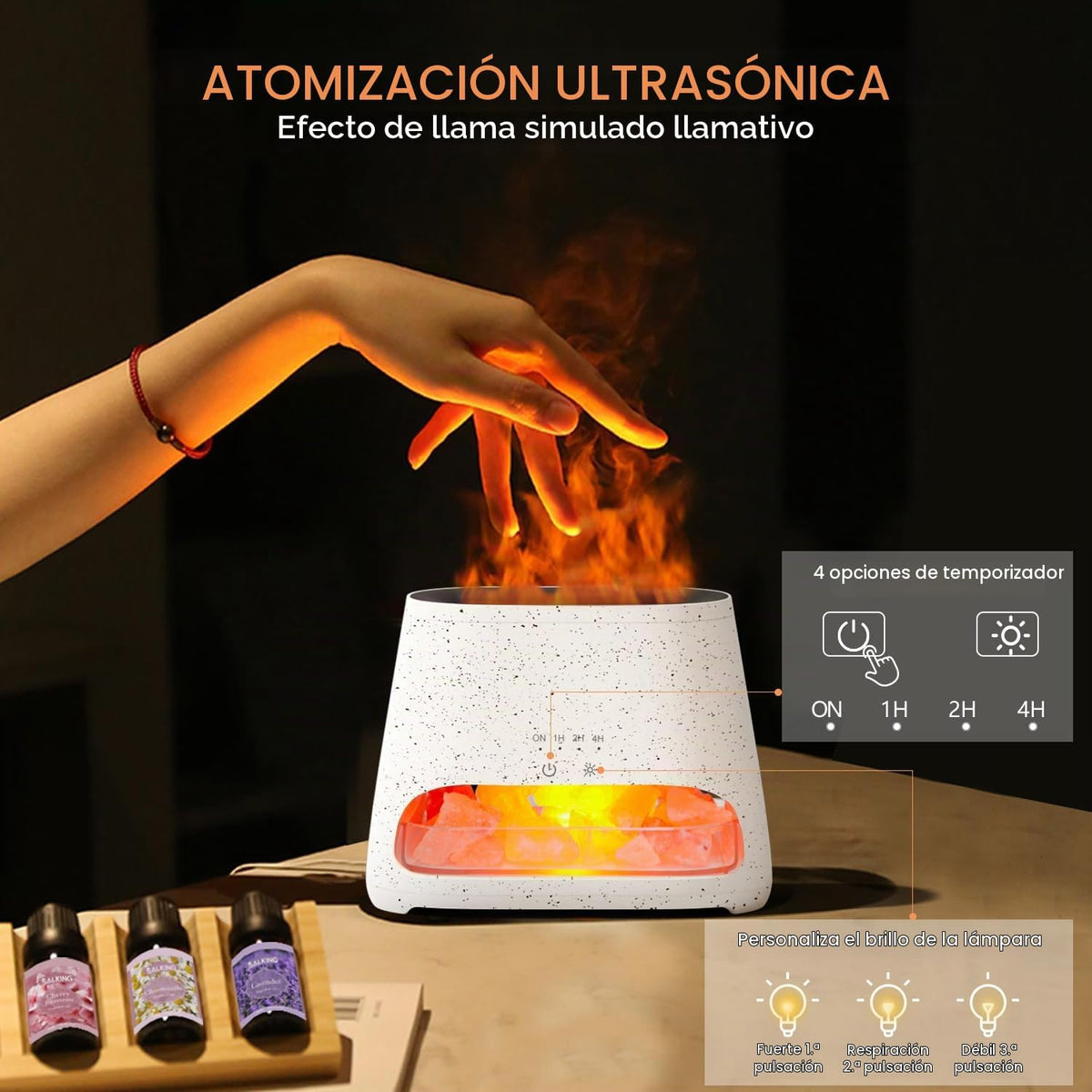 SALKING Lámpara de sal del Himalaya 2 en 1 y difusor ultrasónico de...