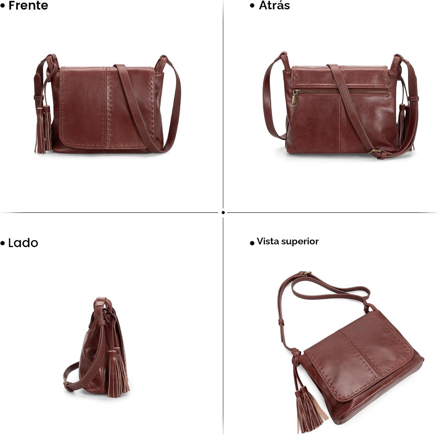 befen Bolso cruzado de cuero vintage para mujer, bolso de cuero gen...