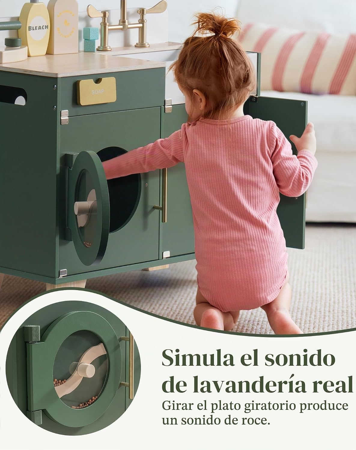 ROBOTIME Juego de Cocina de Madera - Lavadora de Juguete, Lavadora...