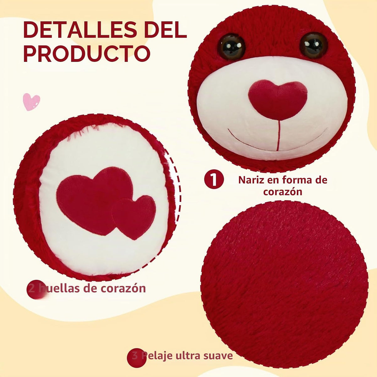 MaoGoLan Oso de peluche rojo gigante de 47 pulgadas, animal de pelu...