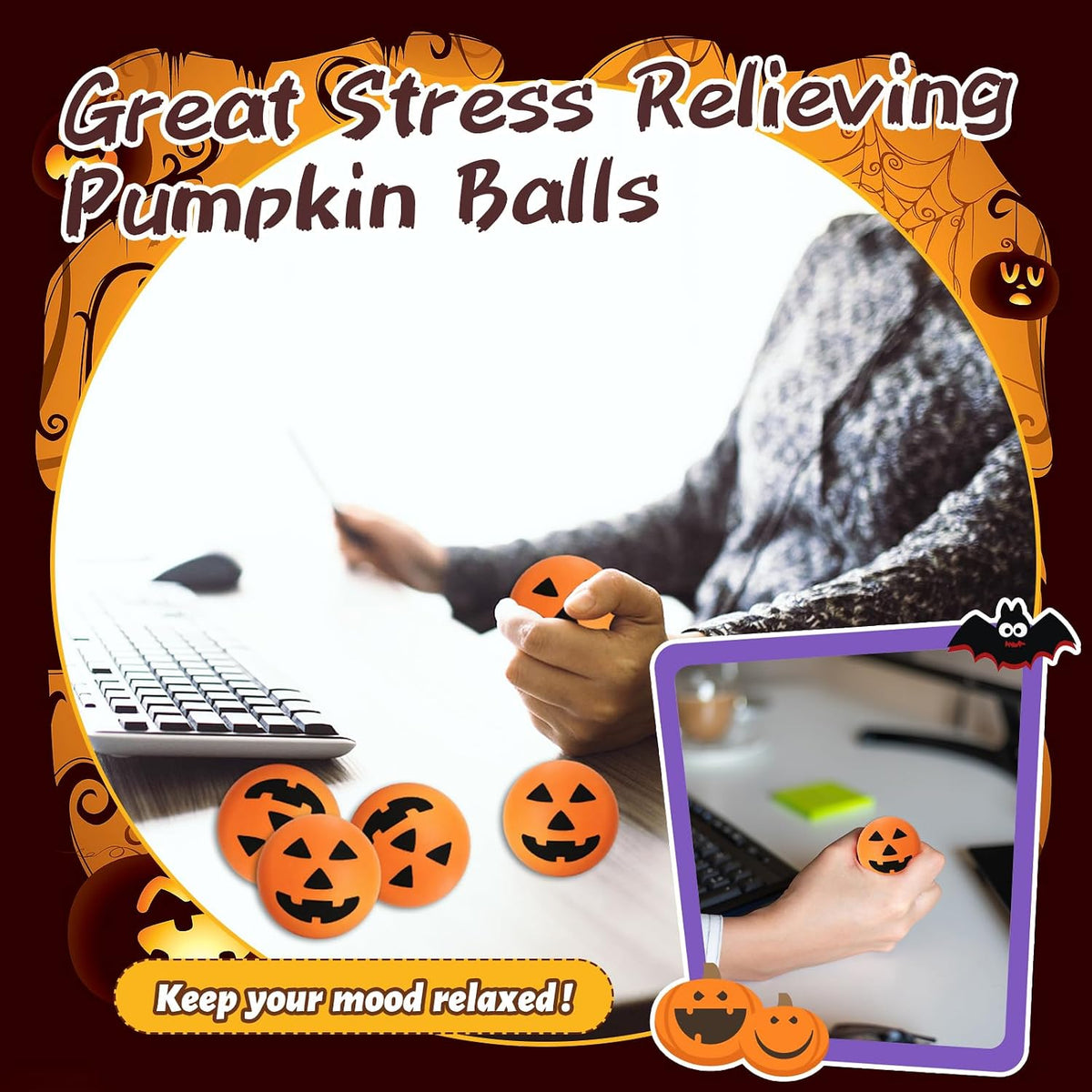 40 bolas de calabaza de Halloween, bolas de espuma de 1.57 pulgadas...