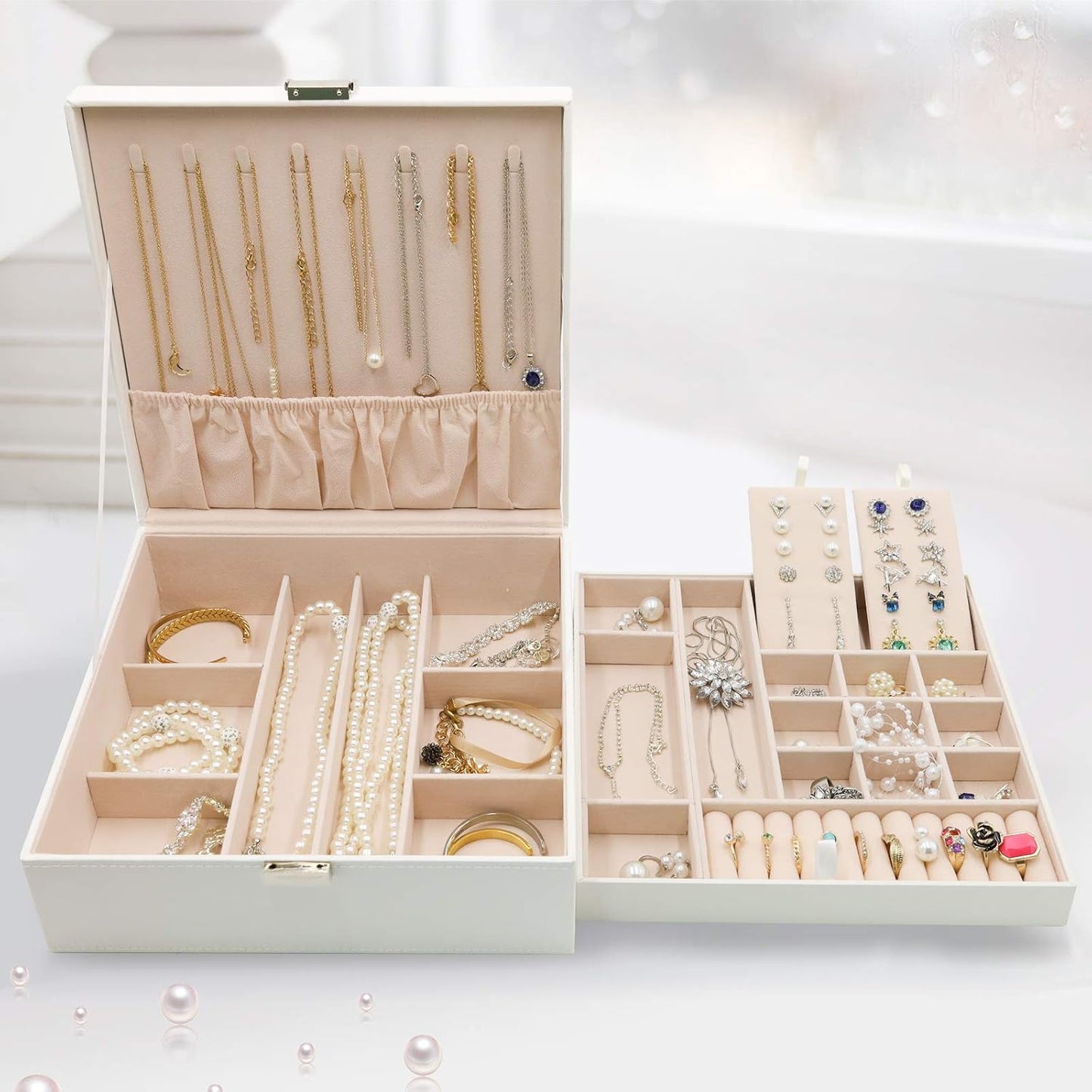 ProCase Caja de Joyas para Mujeres, 2 Capas Organizador de Joyas de...