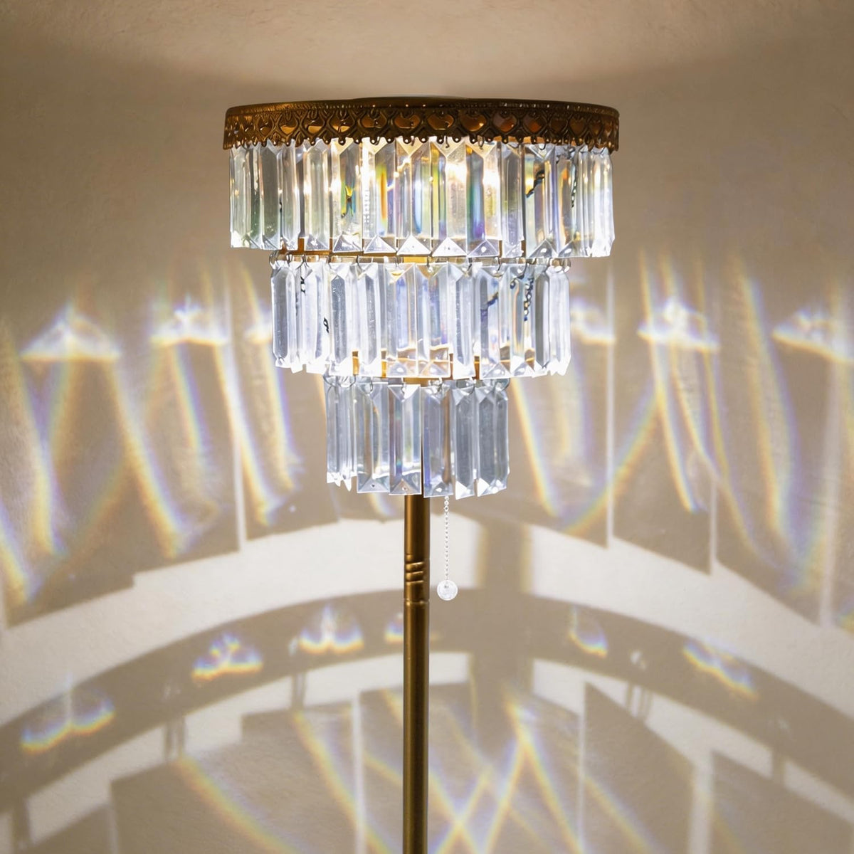 Lámpara de pie solar para exteriores, luz de cristal impermeable, r...