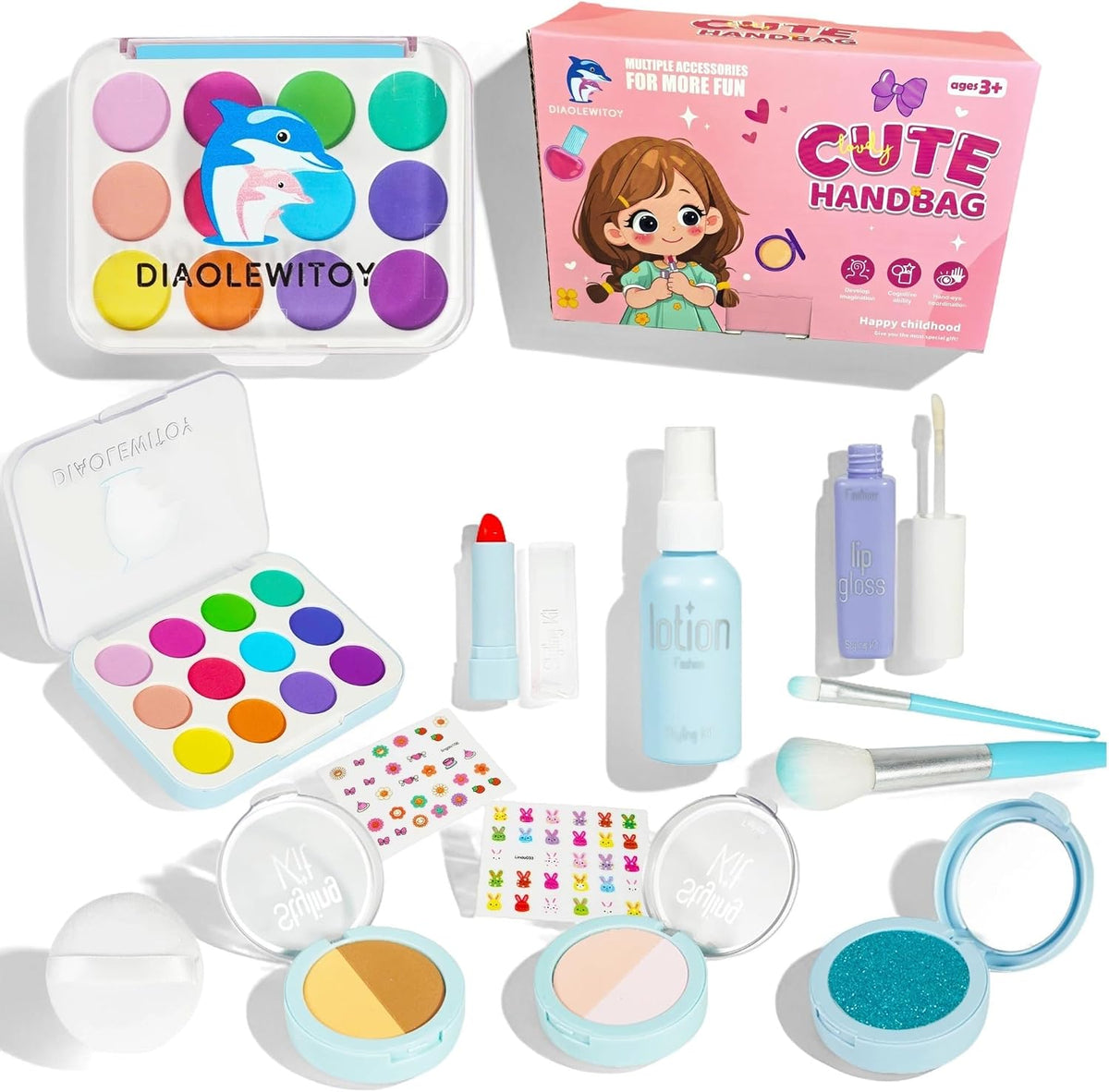 DIAOLEWITOY Kit de maquillaje de simulación para niñas, niños peque...