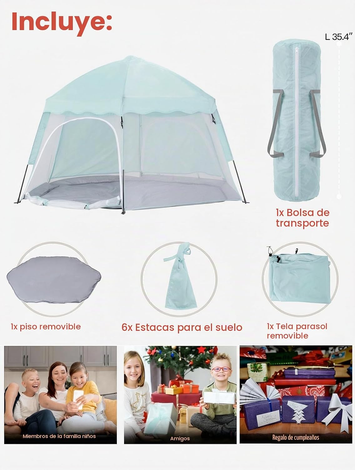 Porayhut Tienda de campaña grande desplegable para niños, casa de j...