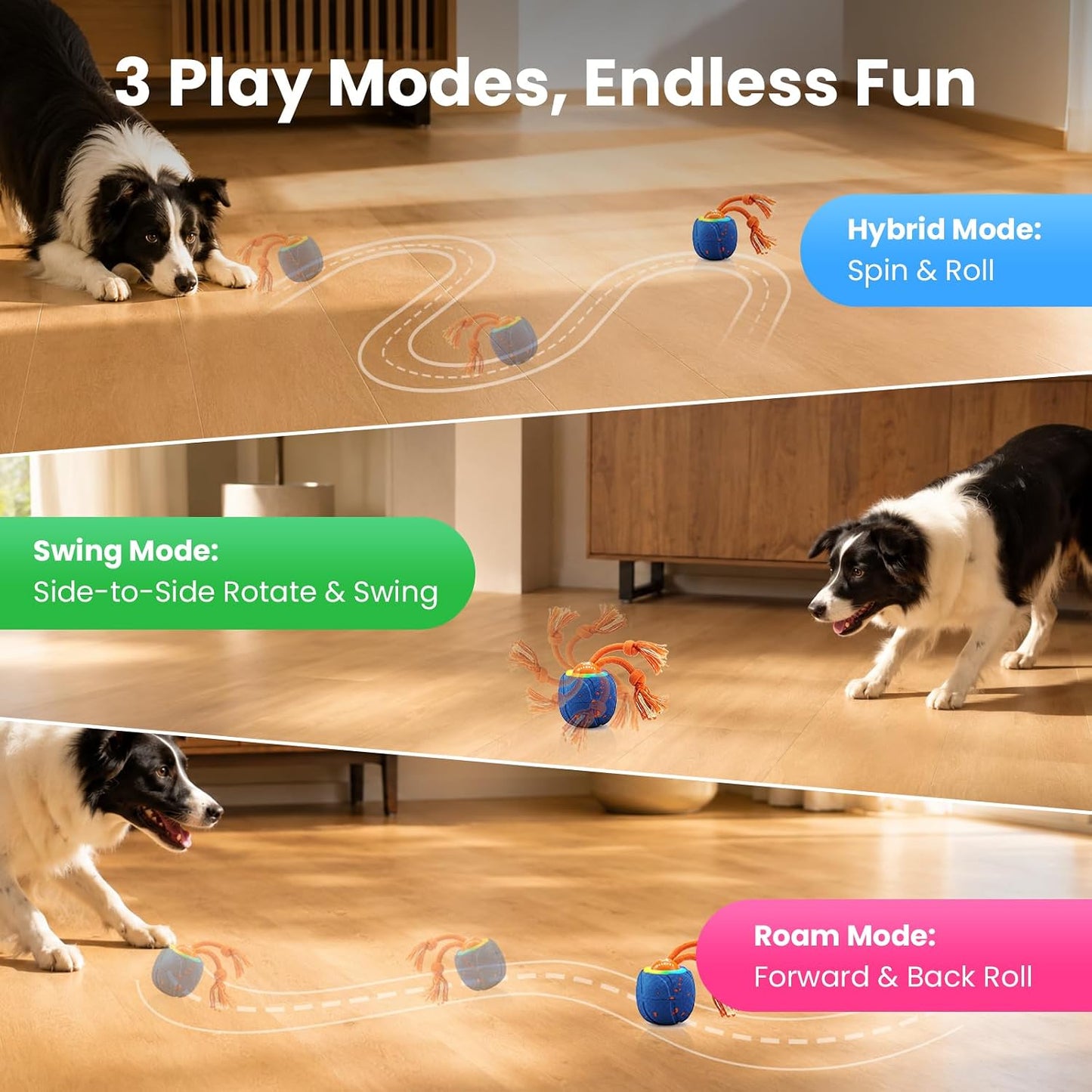 Ollapet Juguetes interactivos inteligentes para perros, 3 modos de...