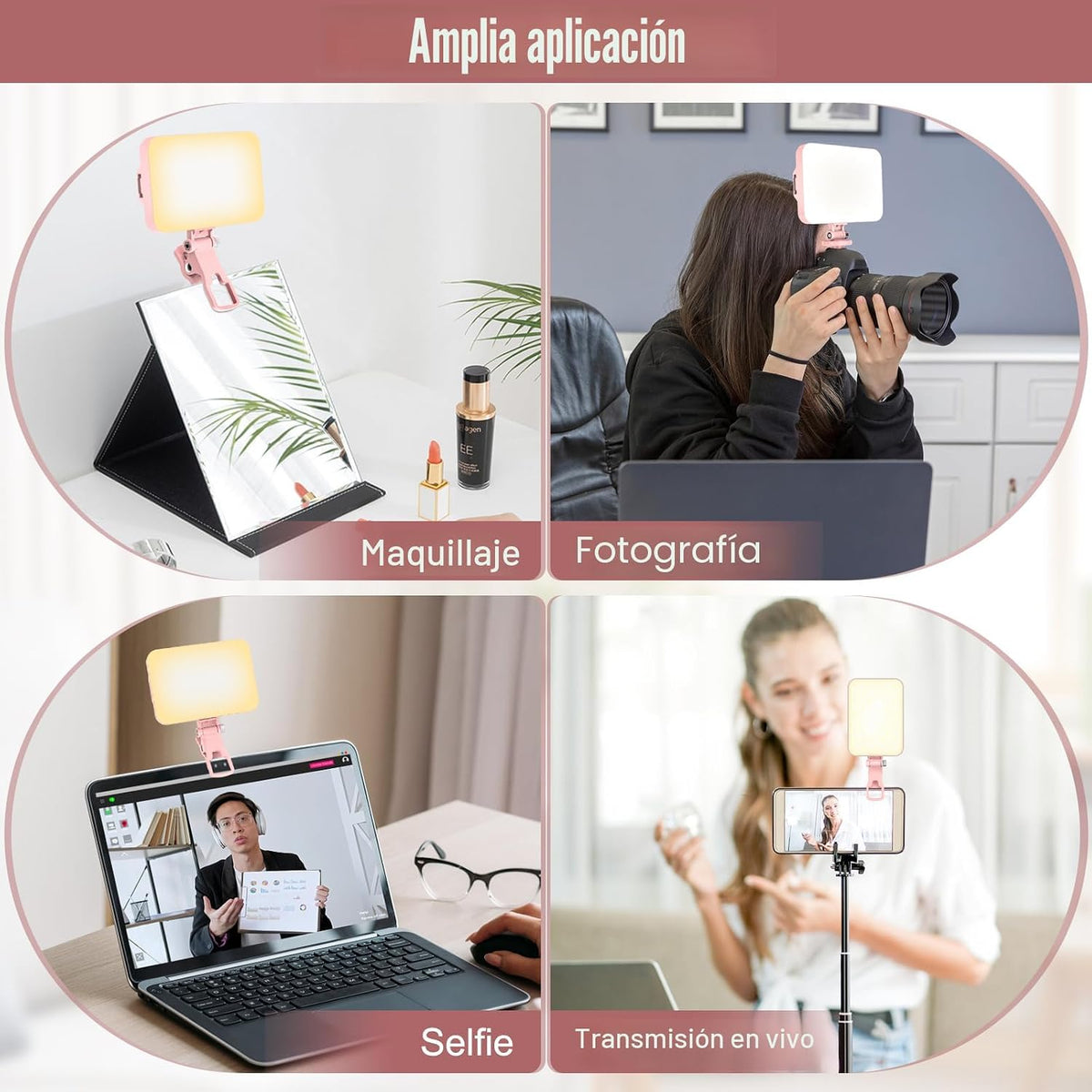 ALTSON 60 LED Luz portátil para selfie con clip y adaptador de tríp...
