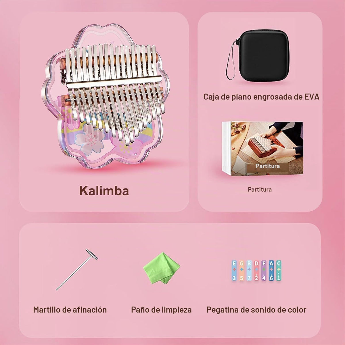 Piano de pulgar de 17 teclas para principiantes, piano de dedo acrí...