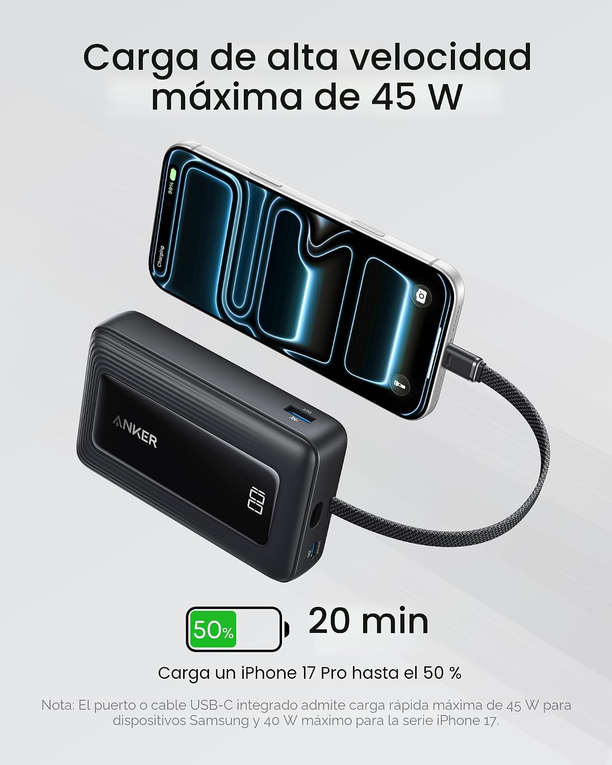 Anker Zolo Power Bank, banco de energía de 20,000mAh cargador portá...
