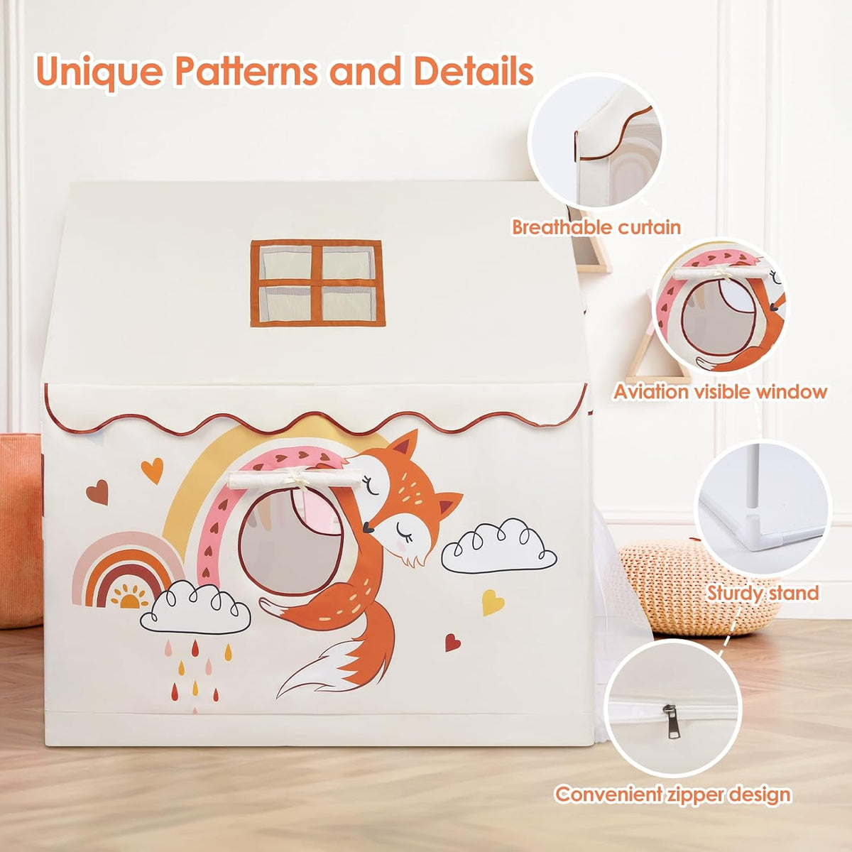 Tienda de campaña para niños con animales, estructura de juego pleg...