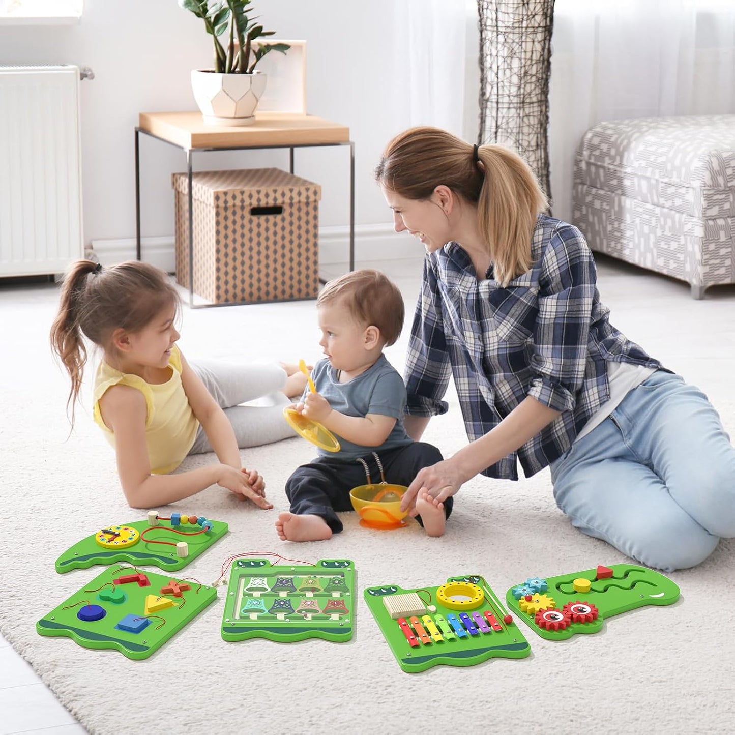 nigwet Juguetes sensoriales de cocodrilo, paneles de pared de activ...