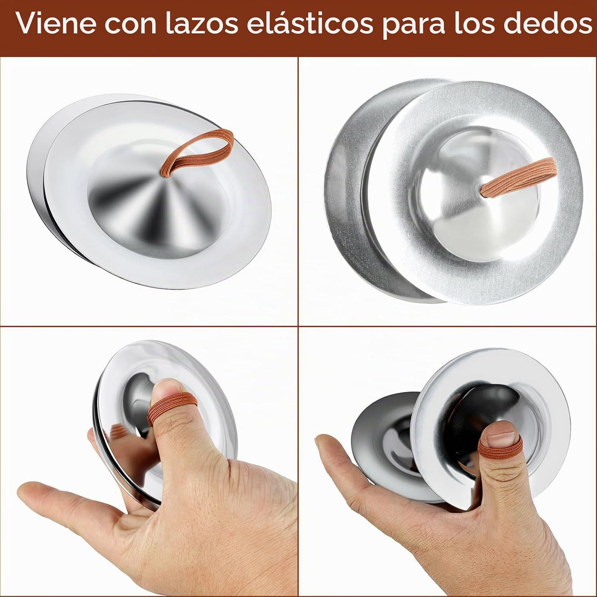 EASTROCK Mini platillos de dedo de 3.75 pulgadas con banda elástica...