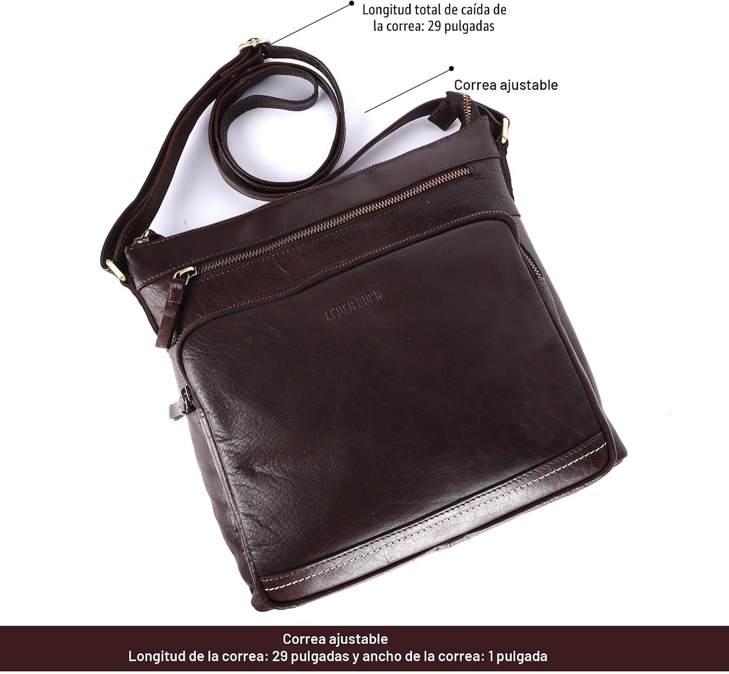 LEDERBUCK Olga - Bolso bandolera extragrande de piel auténtica para...