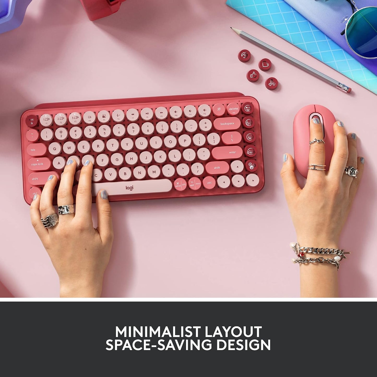 Logitech POP Conjunto de teclado mecánico y mouse inalámbrico, emoj...