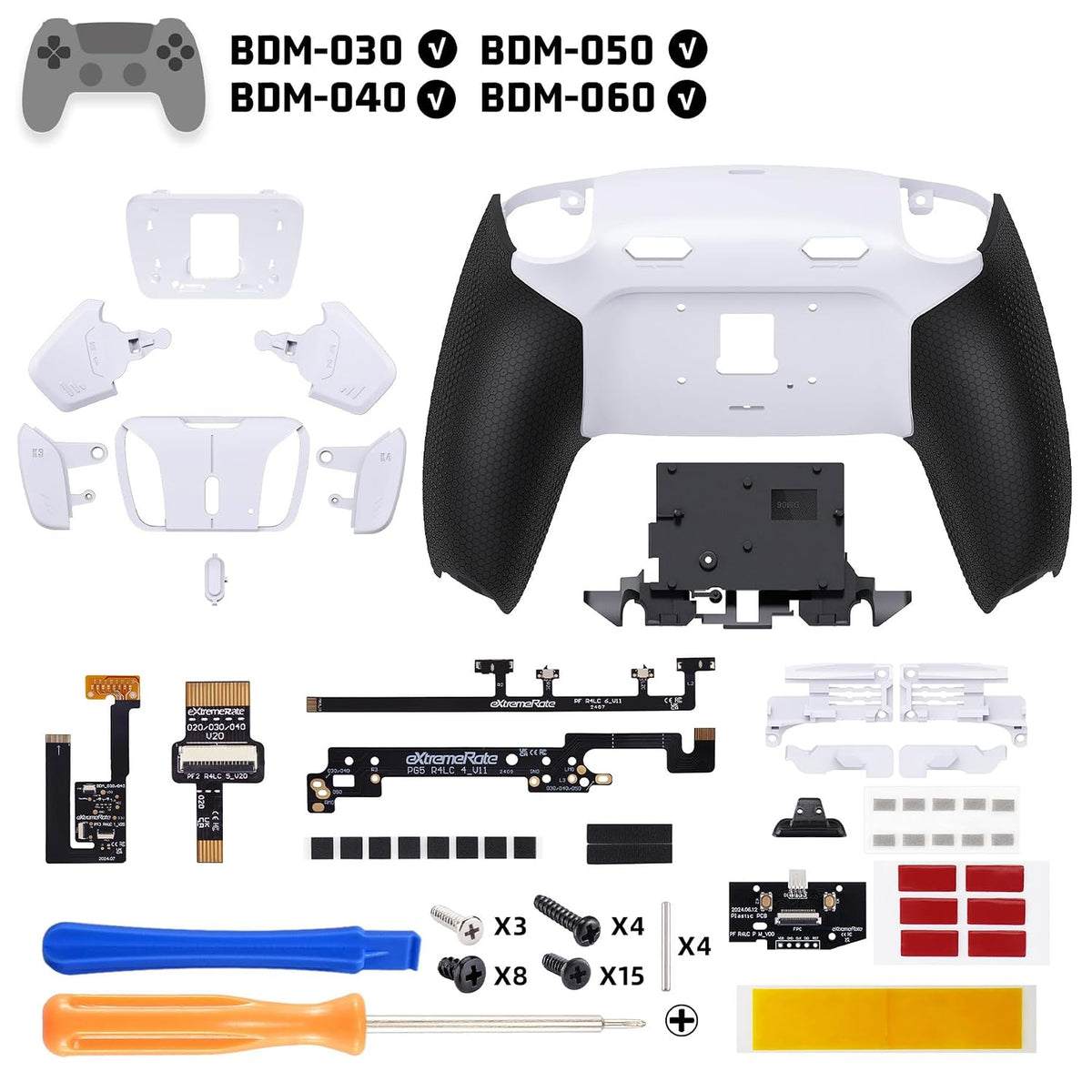 eXtremeRate RISE4 Plus MAX Kit de paletas traseras con topes de gat...