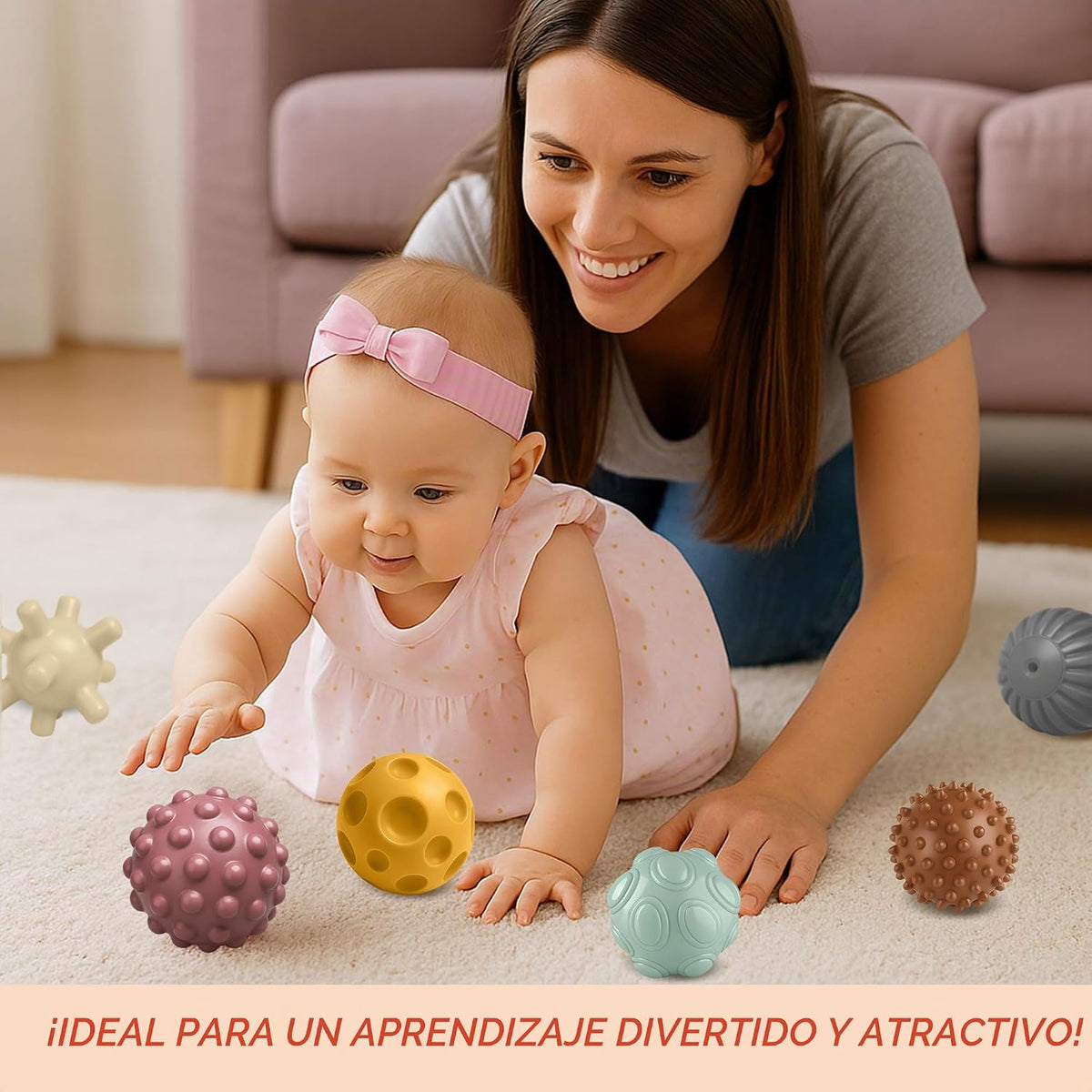 6 bolas de agarre de colores surtidos, juguetes sensoriales con tex...