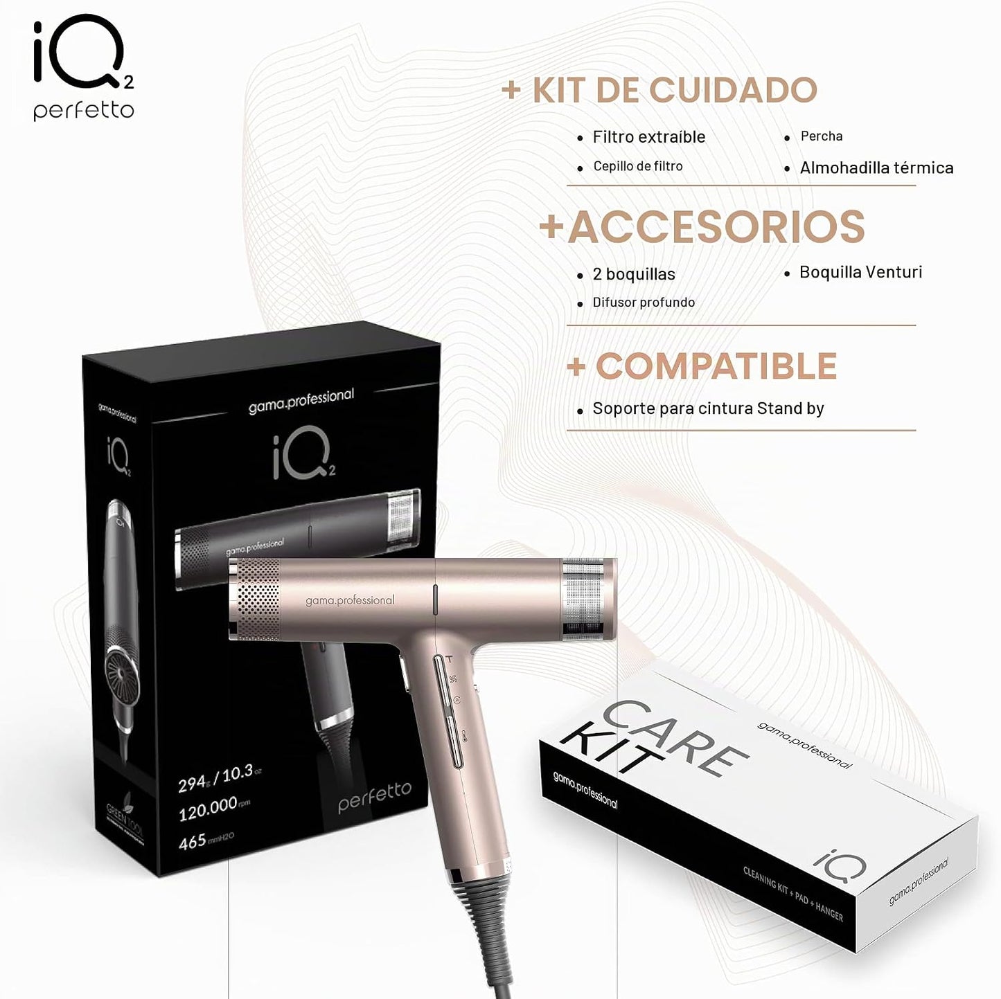 GA.MA Italy - Secador de pelo profesional iQ2 Perfetto, 110,000 RPM...