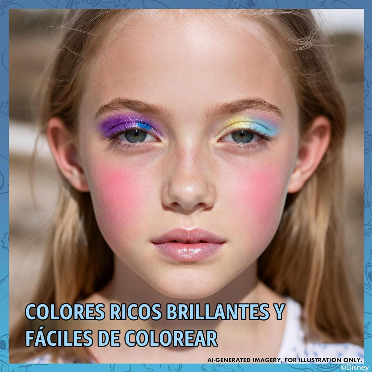 Stitch - Paleta de maquillaje plegable con espejo, brillo de labios...