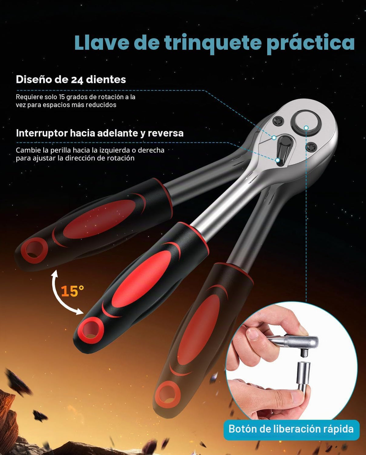 Seesii Llave de impacto de 1000 N.m (738 pies-libras) y 46 piezas d...