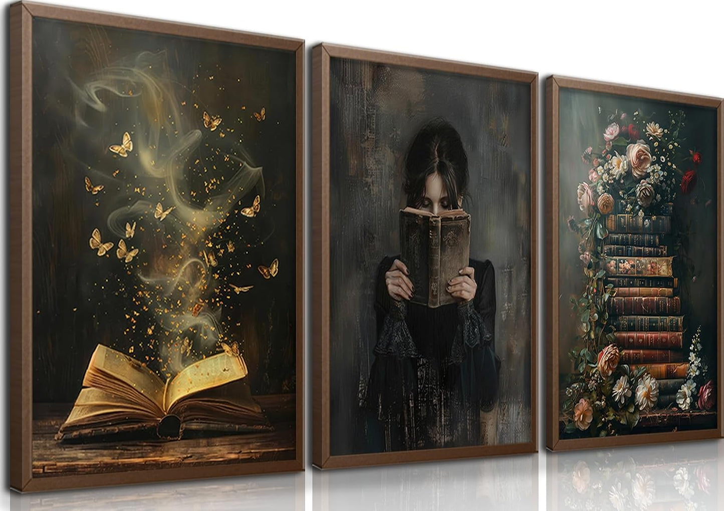 3 piezas de arte de pared de lectura para mujer, estilo victoriano,...