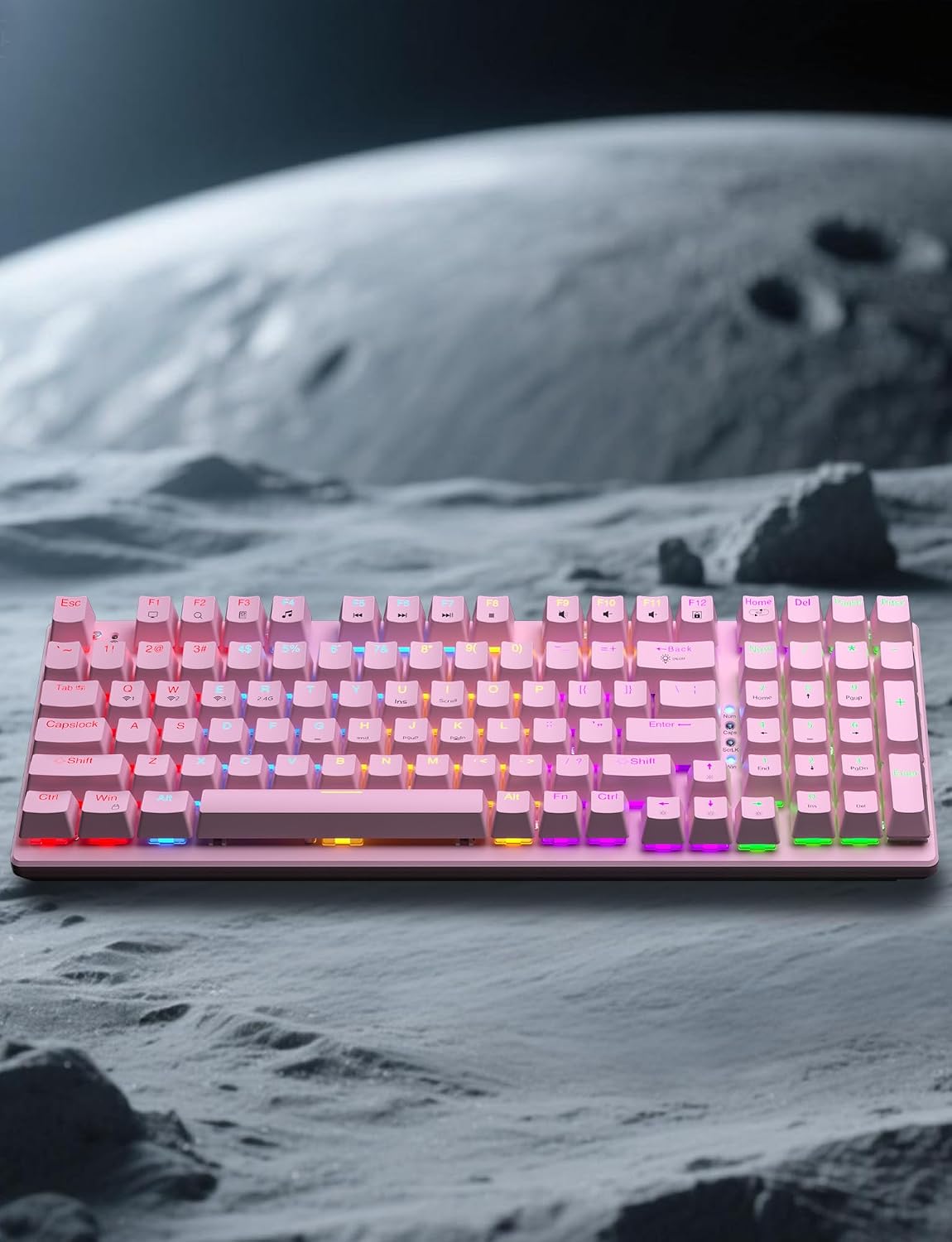 Combo de teclado y mouse mecánicos inalámbricos para juegos, baterí...