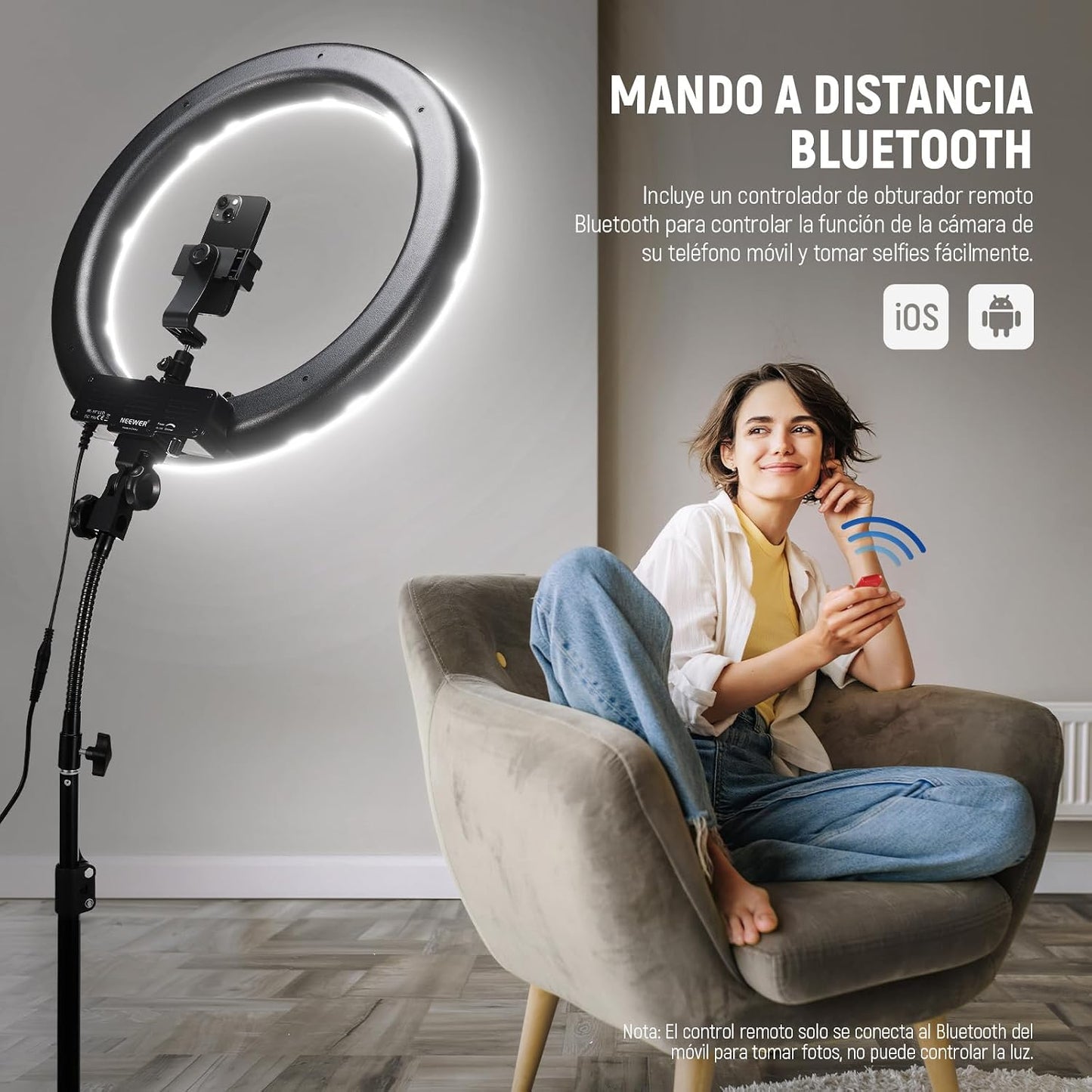 NEEWER Kit de luz de anillo de 18 pulgadas: LED profesional de 55 W...