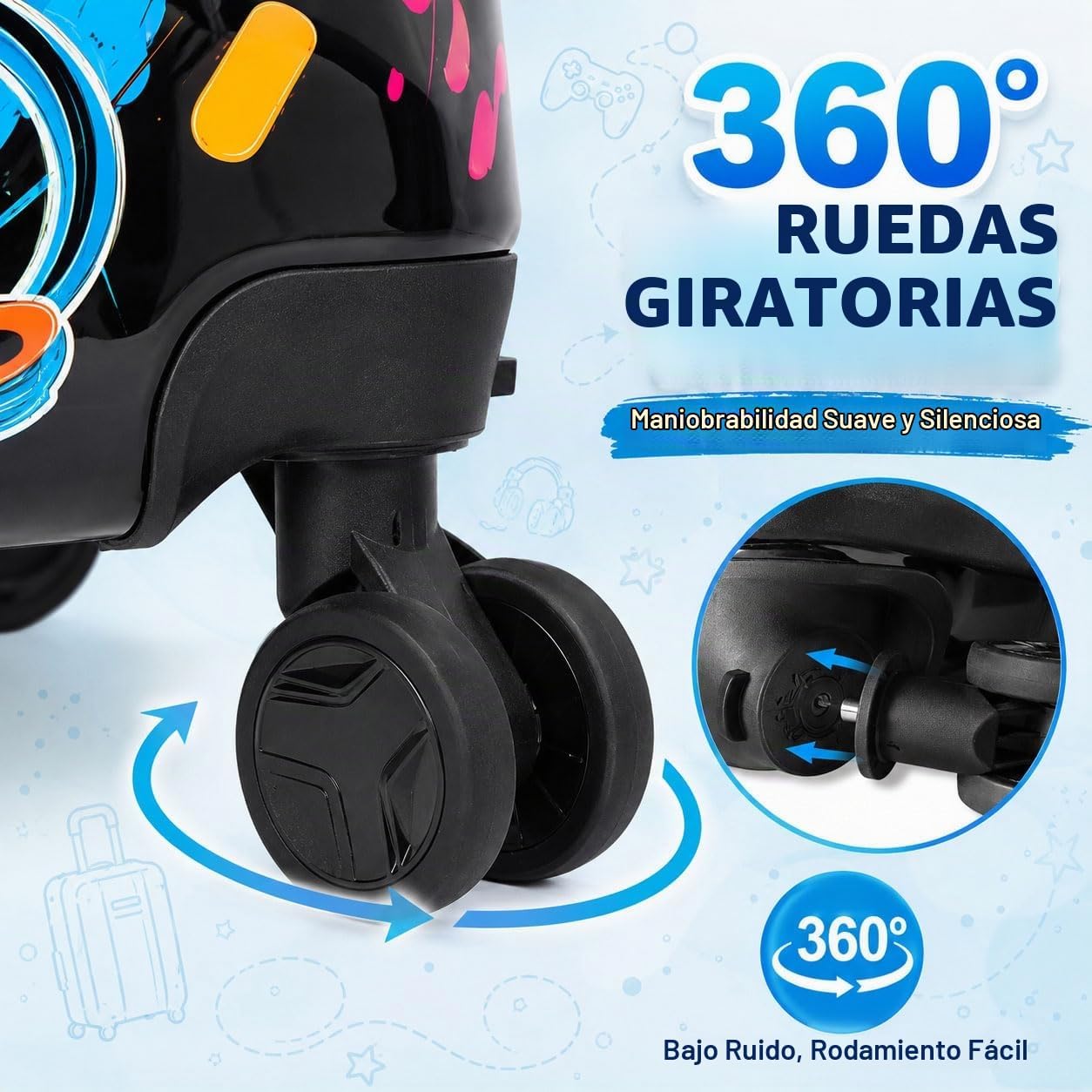 Juego de equipaje de mano ligero para niños, 2 piezas con ruedas, m...
