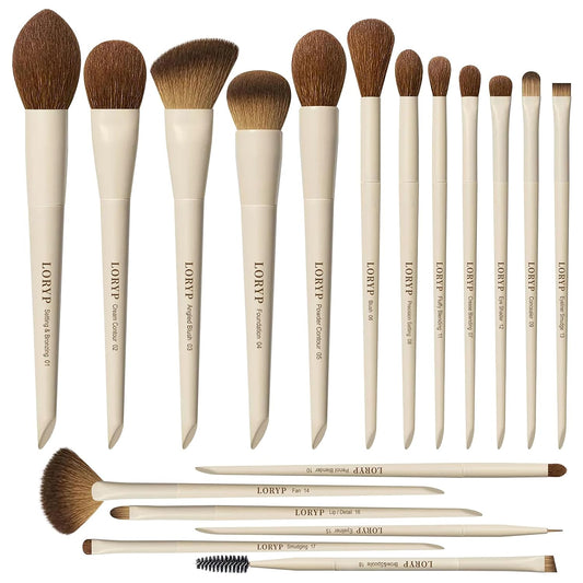 LORYP Juego de brochas de maquillaje etiquetadas de 18 piezas para...