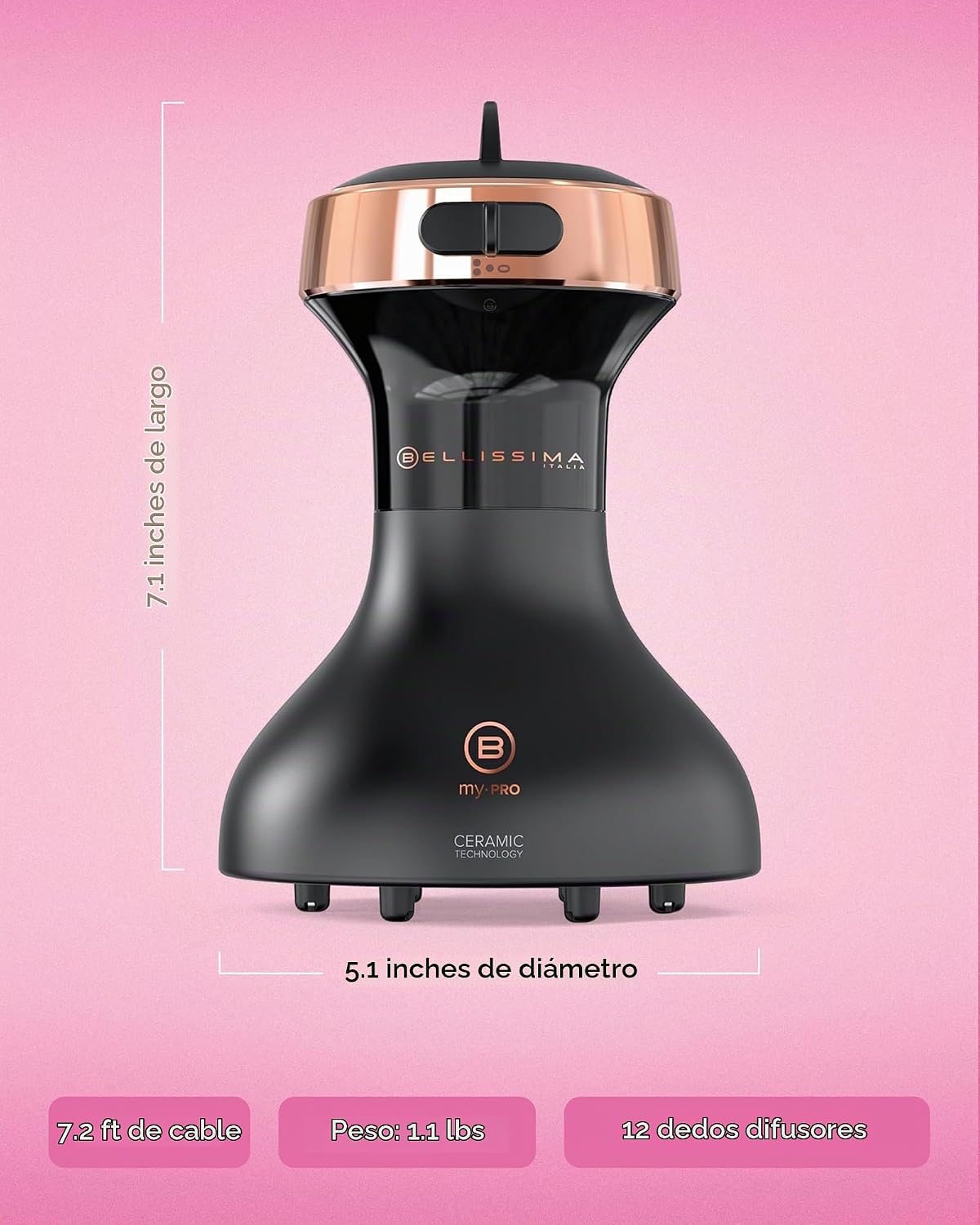 Bellissima - Secador de pelo con difusor de cerámica para cabello r...