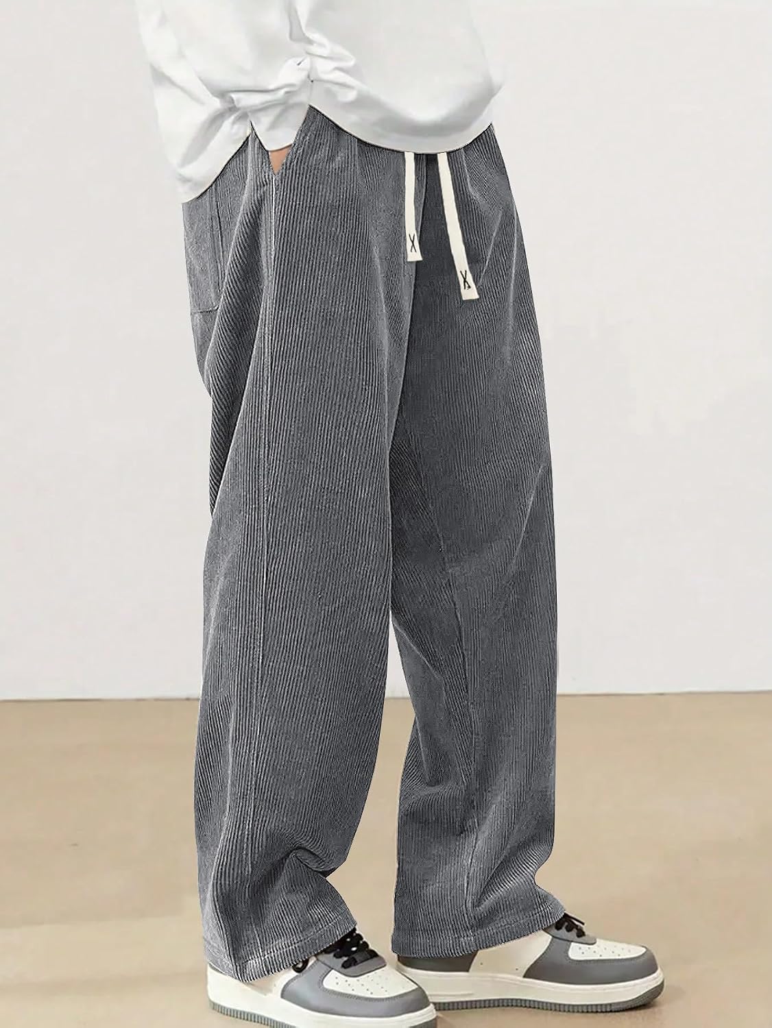 Hidkat Pantalones de corduroy casual para hombre, pantalones de pie...