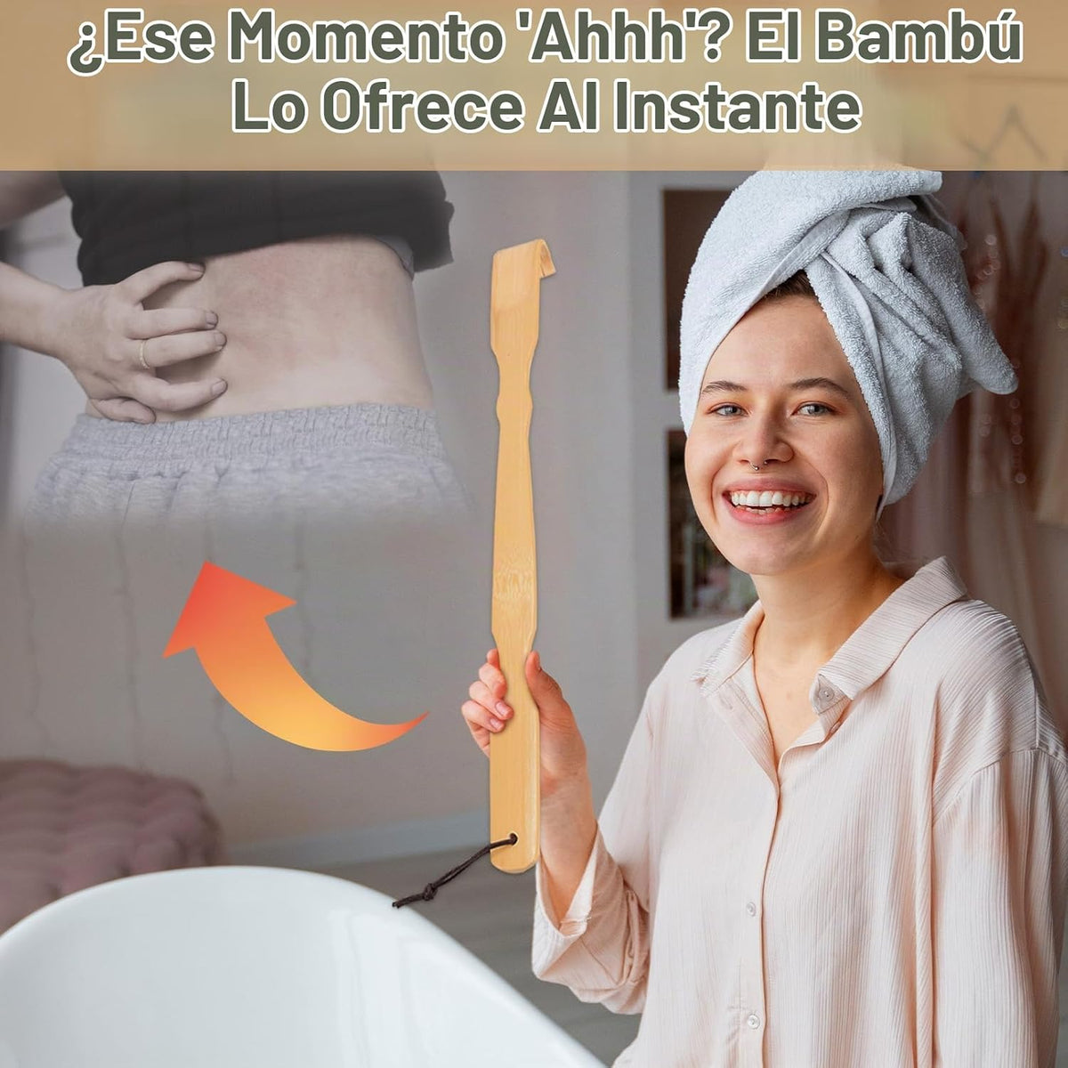 Renook Rascador de espalda de bambú de madera, rascador de espalda...
