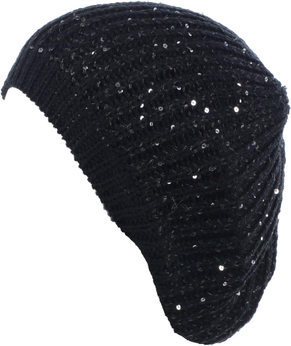 BYOS - Boina de punto trenzado estilo francés para mujer, con lente...