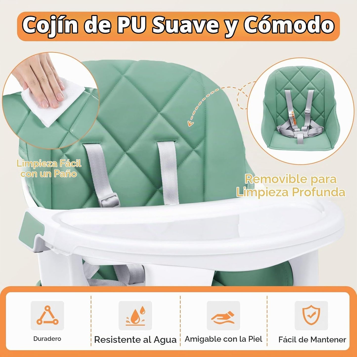 Babyliebe Silla alta para bebé, silla alta de madera convertible 8...
