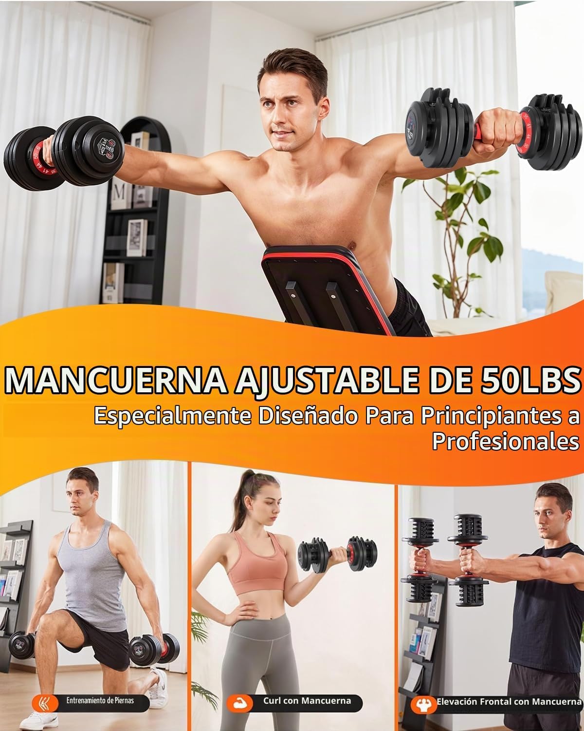 Fit Sir Juego de mancuernas ajustables, 10 en 1, mancuernas ajustab...
