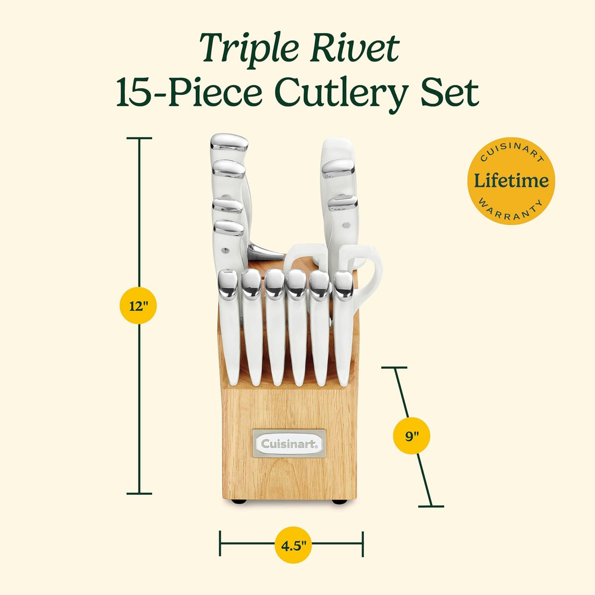 Cuisinart Juego de 15 cuchillos con bloque, acero inoxidable de alt...