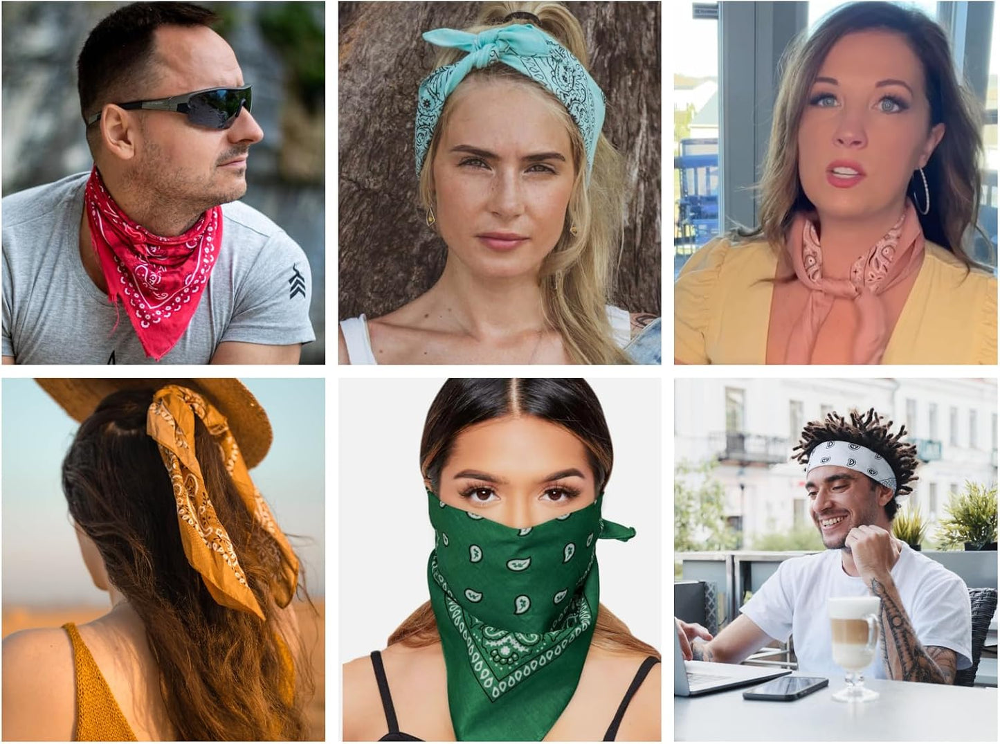 Paquete de 6 bandanas 100% de algodón conjunto de regalo \u2013 Pañ...
