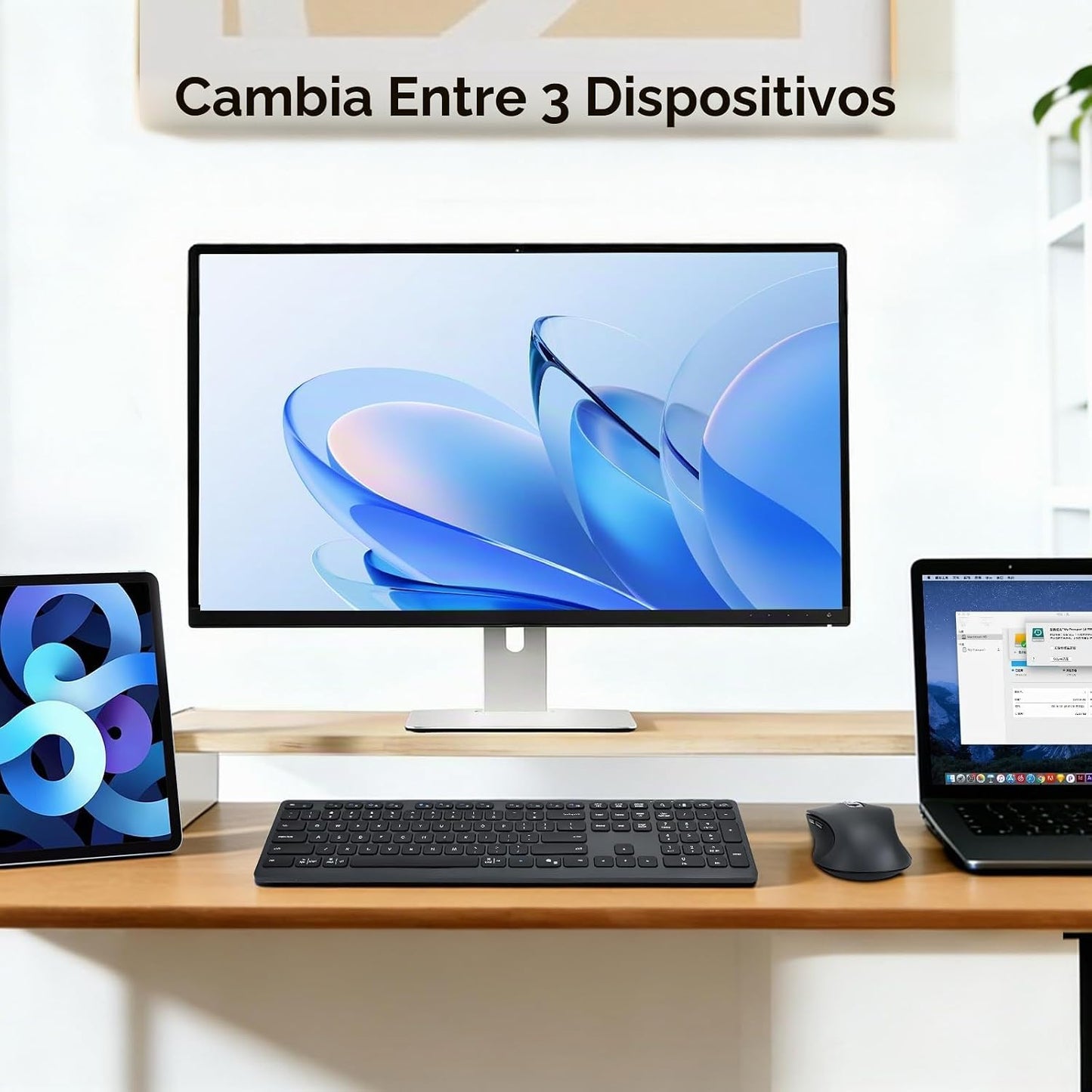 Combo de teclado y mouse inalámbricos, teclas de interruptor de tij...