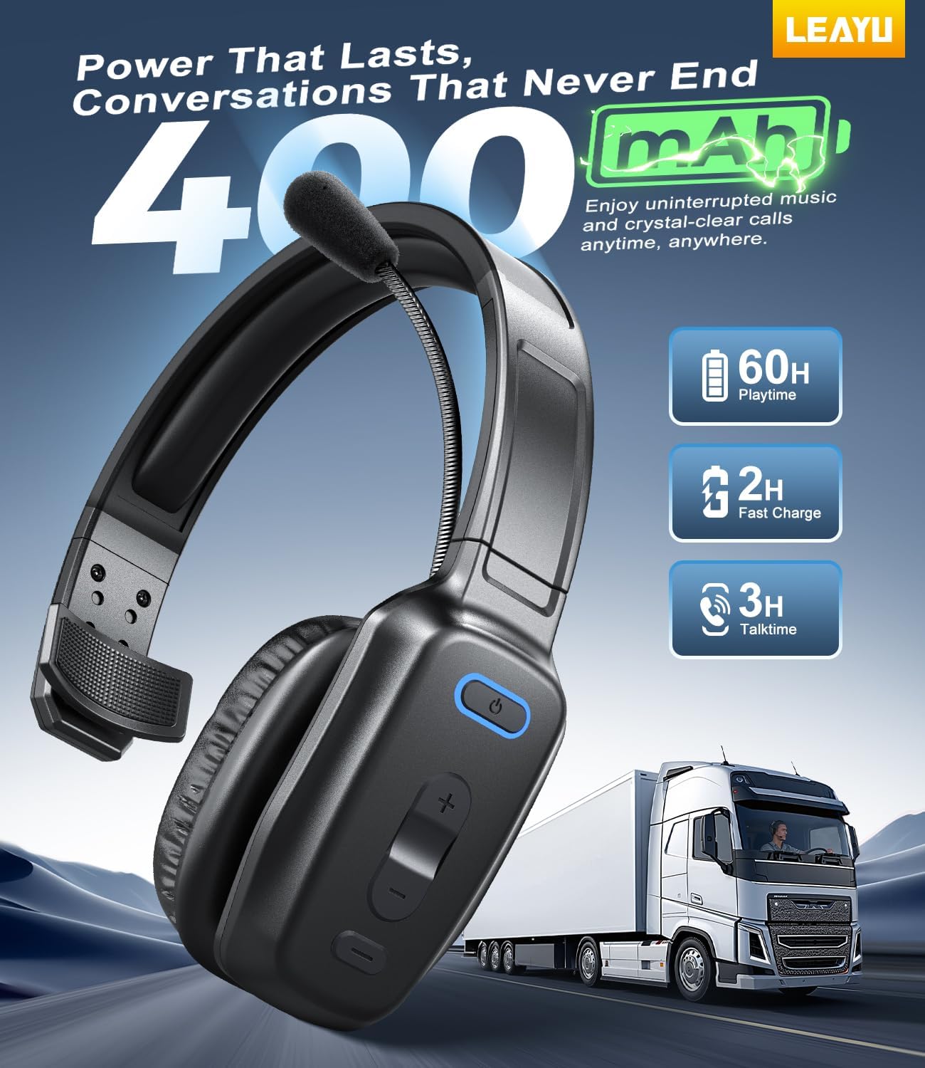 Auriculares Bluetooth Trucker, micrófono con cancelación de ruido A...