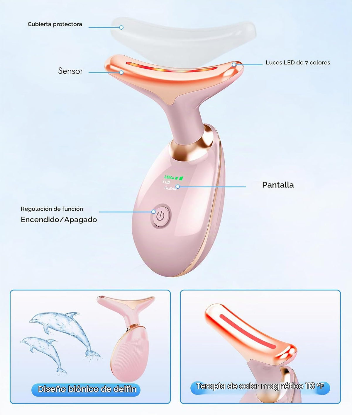 SDKWDH Terapia de Luz Roja para Cara y Cuello, Herramienta de Masaj...
