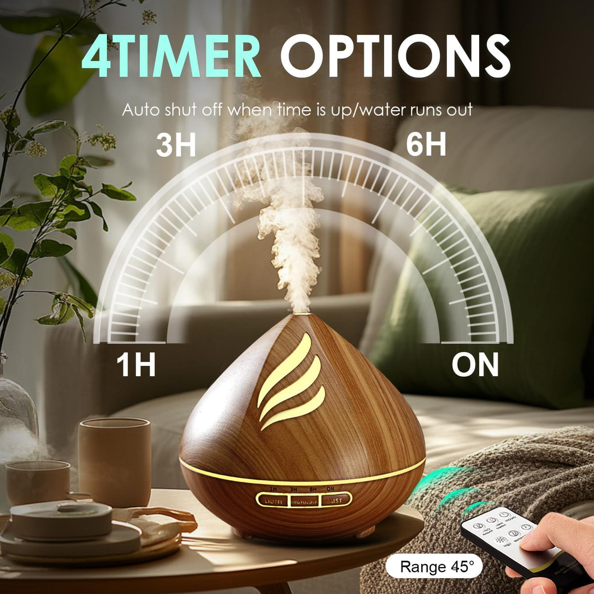 Humidificador de niebla fría de 16.9 fl oz y difusor de aceite esen...