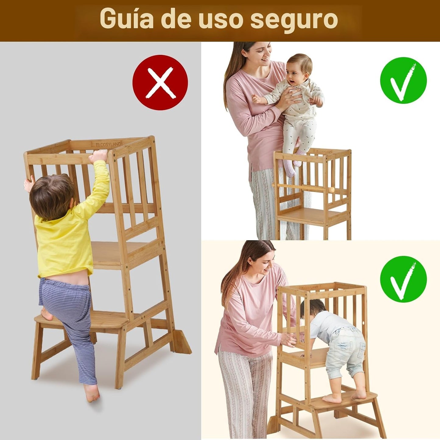 COSYLAND Torre de Pie para Niños Pequeños - Taburete Ayudante de Co...