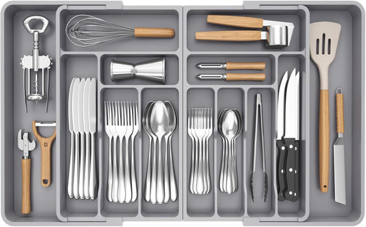 Lifewit Organizador grande de cubiertos para cajón, expandible de 2...
