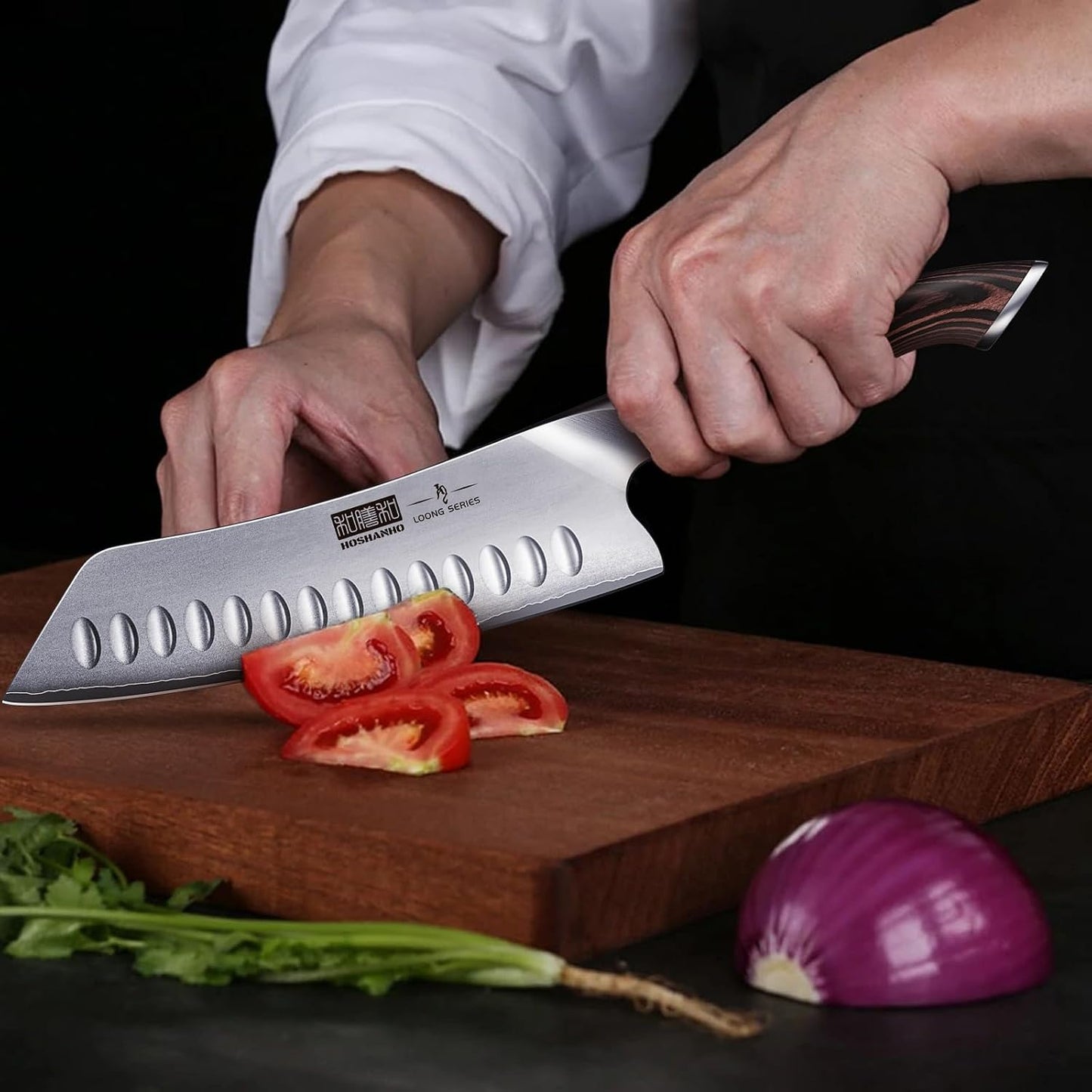 HOSHANHO - Cuchillo de chef japonés de 7 pulgadas, cuchillo de coci...