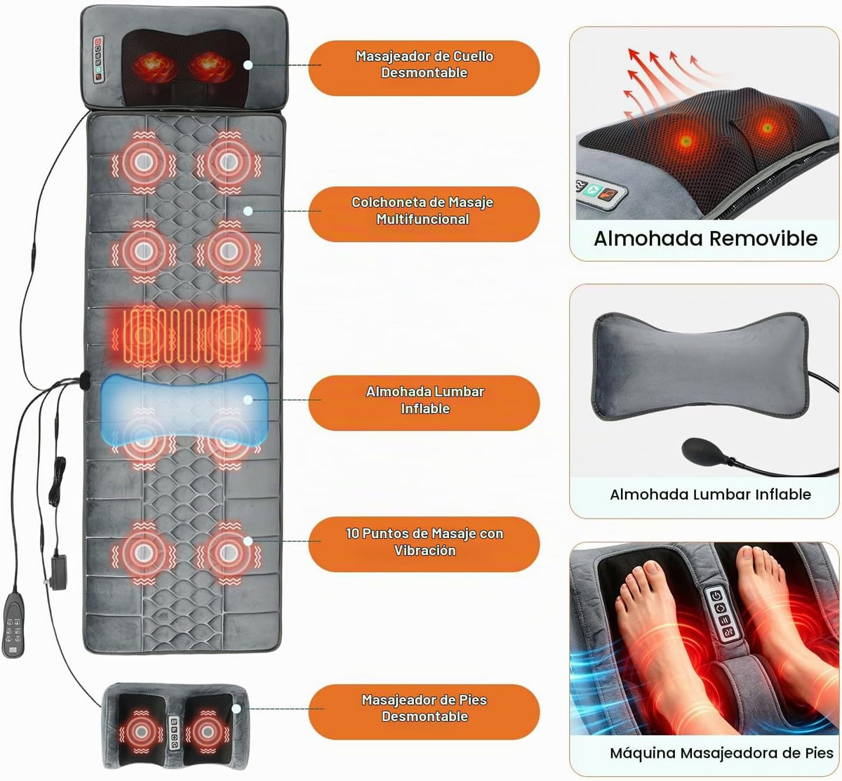 Roomark Alfombrilla de masaje de cuerpo completo con masajeador de...