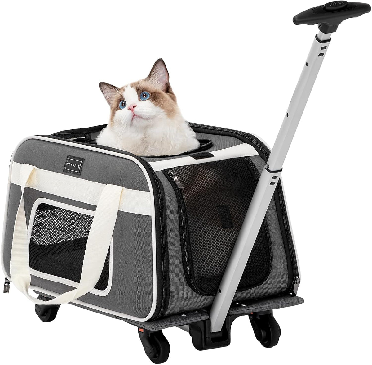 PETSFIT Transportador para gatos aprobado por aerolíneas con ruedas...