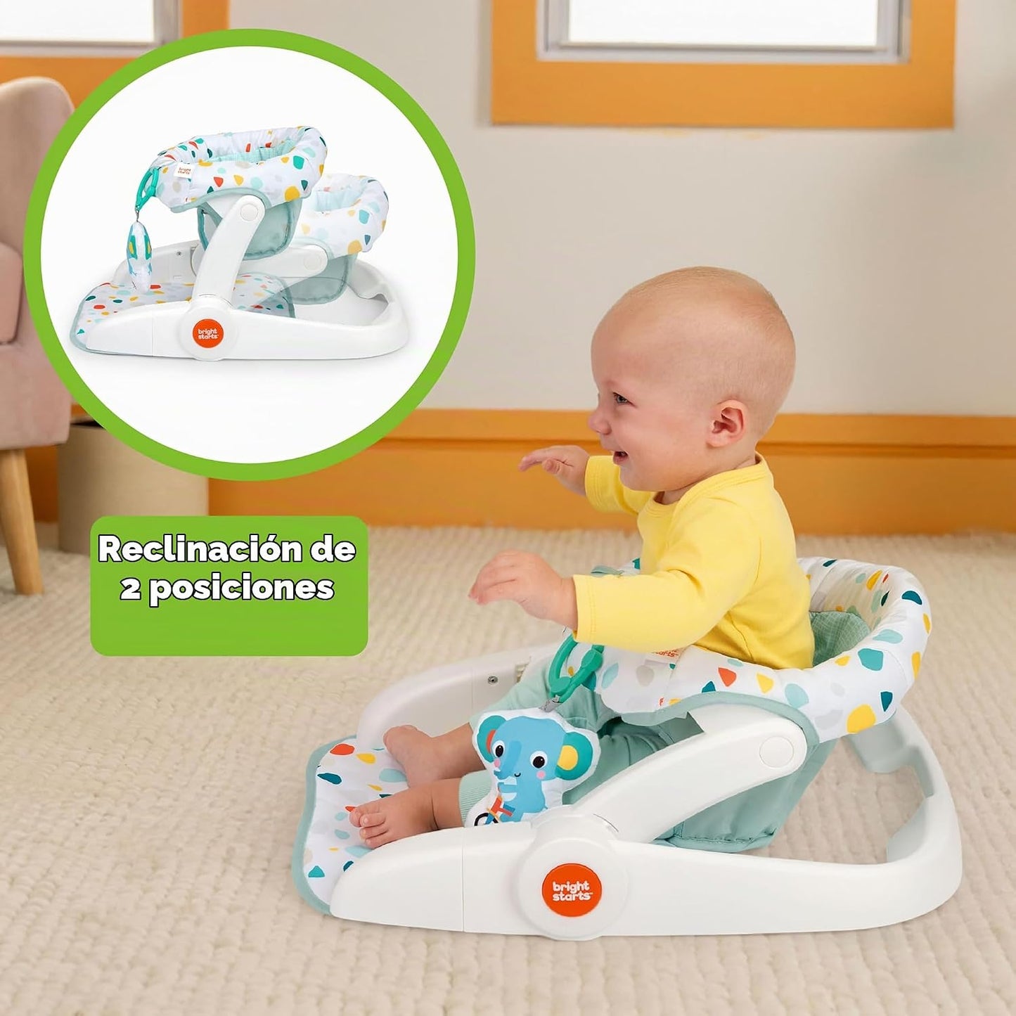 Bright Starts Asiento de piso para aprender a sentarse, 2 posicione...